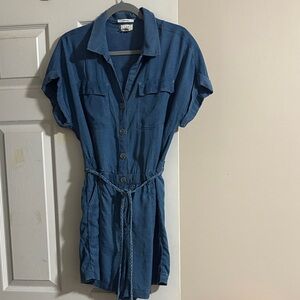 Nicole Miller Blue Button-Up Mini Dress
